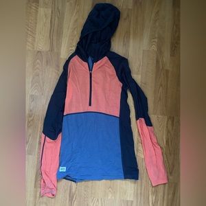 Mons royale merino wool 1/2 zip hooded long sleeve